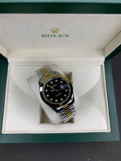 DateJust Twotone Black Diamond Dial Replica