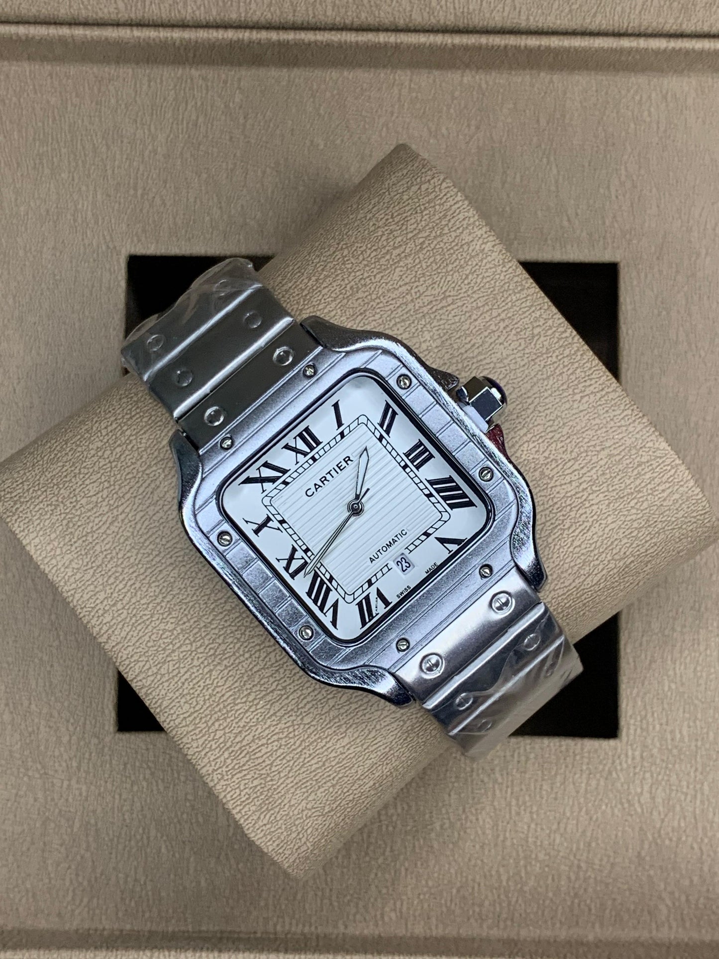 Cartier Santos Silver Chain White Dial